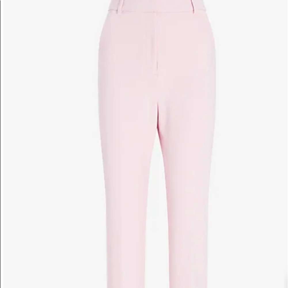 High rise cropped pants in pastel pink